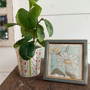 Original watercolor daisy in 4x4 frame